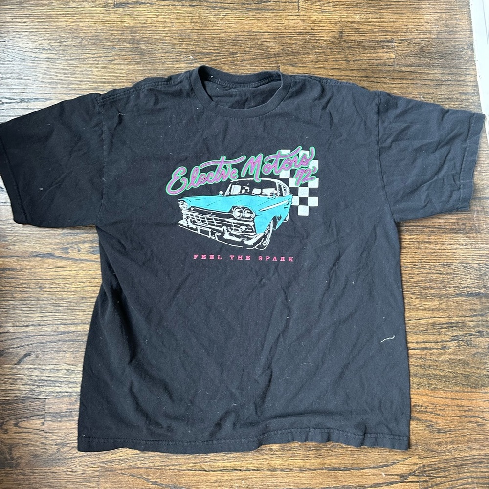 Brandy Melville Oversized Tee Electric Car Black